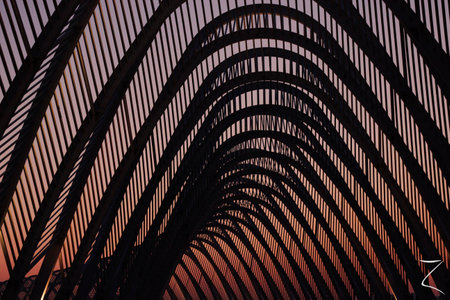Modern architecture at sunset in the city of Valencia, Spain. Abstract background.の写真素材