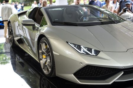TURIN, ITALY - JUNE 9, 2016_A Lamborghini Huracan_Spider on display at Turin's open air car showのeditorial素材