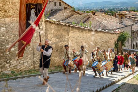 GUBBIO, August 13 2015 - Medieval town of Umbria - Italy - From 1461 on the 14th of August every...