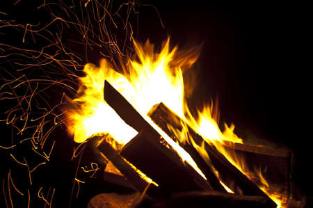 Bonfire with beautiful sparksの写真素材