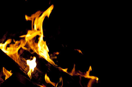 Campfire on black backgroundの写真素材