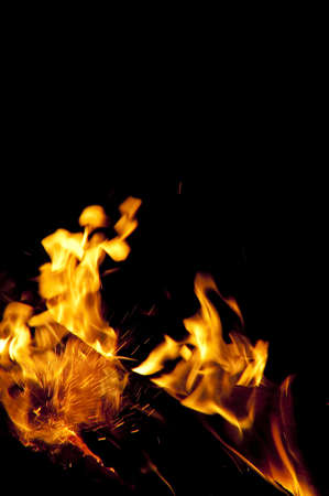 Bonfire on black backgroundの写真素材