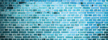 Blue turquoise abstract grunge light damaged rustic brick wall masonry brickwork stonework texture background banner panoramaの写真素材