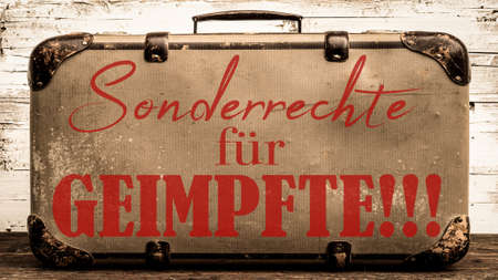 CORONAVIRUS TRAVEL Background: Old vintage Kopper with the inscription: Special rights for...