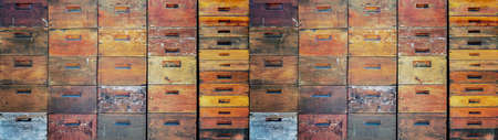 Beekeeper beekeeping background banner panorama wallpaper - Wall texture made of many old rustic...