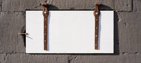 old abstract white painted rustic wooden board / wooden gate / wooden door texture, with teel bolt - wood background shabbyの写真素材