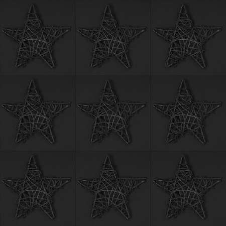 Christmas background square template greeting card - Black star from branches on black gray gray...