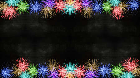 Happy new Year Party, festive festival background - Colorful firework on black night texture, New Year's Eveの写真素材