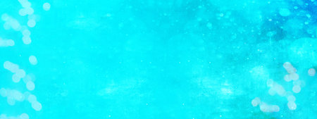 Abstract blue turquoise aquamarine glittering festive dramatic bokeh glitter design celebration background banner panoramaの写真素材