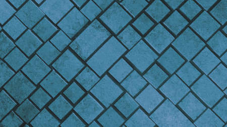 Abstract blue color painted colored paving stone cobblestone concrete cement square rectangle cubes...
