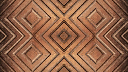 Brown wooden pattern square rhombus diamond herringbone wall floor flooring laminate parquet floor texture backgroundの写真素材