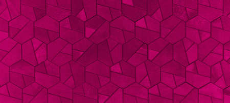 Abstract pink magenta colored dark seamless geometric hexagonal hexagon mosaic cement stone concrete...