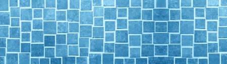 Abstract blue painted concrete cement stone square cubes texture background banner panorama