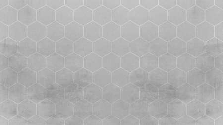 Abstract seamless white gray gray bright concrete cement stone tile wall made of hexagonal geometric hexagon print texture background banner panoramaの写真素材