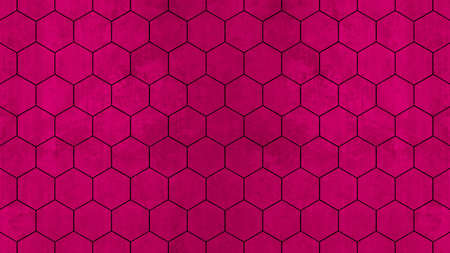 Abstract seamless dark magenta pink concrete cement stone tile wall made of hexagonal geometric hexagon print texture background banner panoramaの写真素材