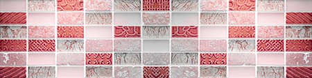 Red gray grey white abstract grunge seamless glass rectangle mosaic tile mirror wall texture...