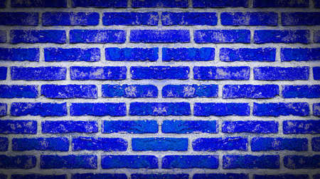 Blue colored abstract colorful damaged rustic brick wall brickwork stonework masonry texture...