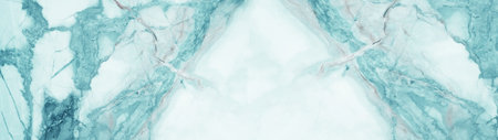 Marbled background banner panorama - High resolution abstract white aquamarine turquoise Carrara marble stone textureの写真素材
