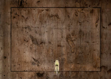 Abstract grunge old brown wooden texture, with black frame - wood board background panorama banner pattern templateの写真素材