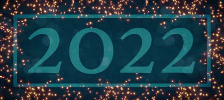 HAPPY NEW YEAR 2022, festive celebration New Year's Eve Party banner panorama illustration - Frame,...
