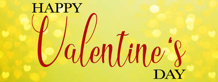 Hearts abstract background with lettering, isolated on yellow texture - Happy Valentine's Day Banner...