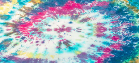 Abstract colorful art design batik batic spiral snake swirl shibori technology tie dye pattern textile texture background bannerの写真素材