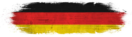 Germany background banner panorama pattern template - Abstract brushstroke paint brush splash in the colors of german flag, isolated on white textureの写真素材