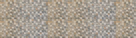 Old brown beige gray rusty vintage worn geometric shabby mosaic ornate patchwork motif porcelain...
