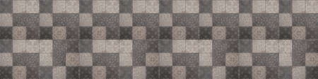 Old gray gray vintage worn geometric shabby mosaic ornate patchwork floral motif porcelain stoneware...