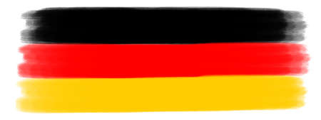German flag illustration - Abstract black red yellow brushstroke paint in the colors of the flag of Germany, isolated on white backgroundの写真素材