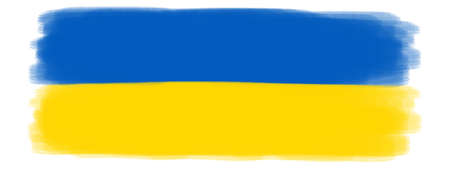 Ukrainian flag - Abstract blue yellow brushstroke paint in the colors of the flag of Ukraine, isolated on white background illustrationの写真素材