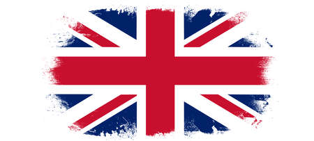 Union Jack 1801 Great Britan background pattern template - Abstract brushstroke paint brush splash in the colors of UK flag, isolated on white textureの写真素材