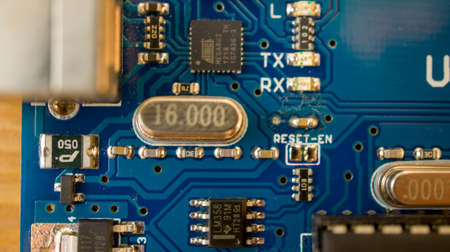 close up of computer circuit board