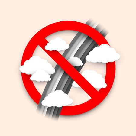 Antidepressant icon vector concept. Antistress drugs design element. Happy lifestyle symbol idea. Grey rainbow with clouds with ban sign a metaphor that dull mood and anxious days are not allowed.のイラスト素材