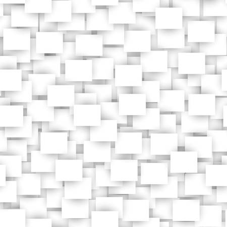 White rectangle seamless pattern. Abstract, geometric white texture with 3D effect. Modern, light color, monochrome background for your design.のイラスト素材