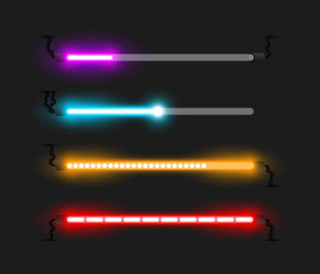 Neon progress bars and loaders vector illustrationのイラスト素材