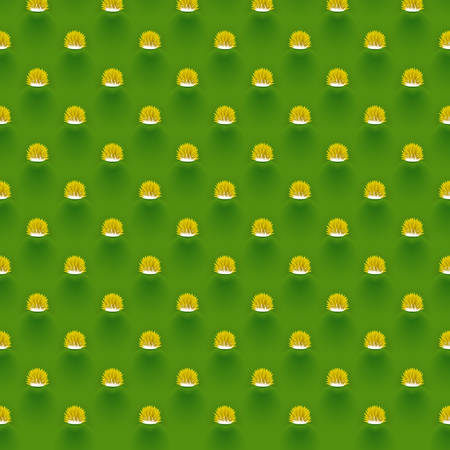 Opuntia cactus stem seamless pattern, prickly pear alike plant texture with spines and areola, realistic colorful cacti background concept, common Cactaceae family stem structure as a design elementのイラスト素材