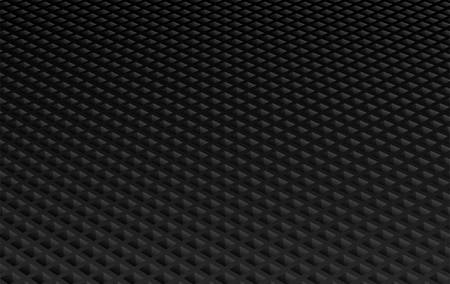 Black abstract geometric background, dark perspective plane with regular square openings or grid...