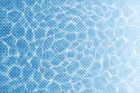 Water surface glares and reflections pattern a transparent vector overlay, realistic caustic texture in the pool or shallow water, shining water with waves and ripplesのイラスト素材