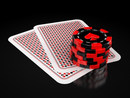 cards and gambling chipsの写真素材
