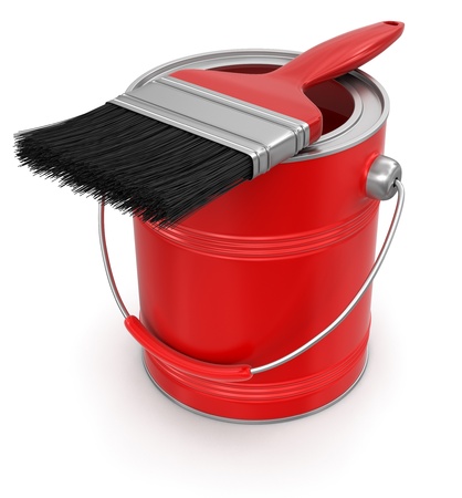 Paint can with brush の写真素材