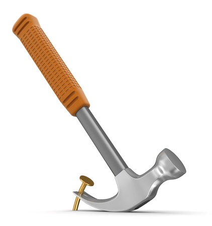 Hammer  and nail  clipping path included の写真素材