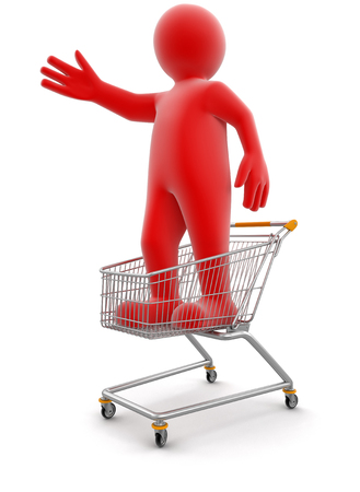 Man and Shopping Cart の写真素材