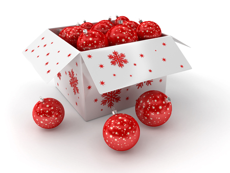 Christmas balls in boxの写真素材