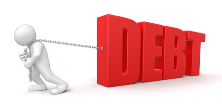Man and debt の写真素材
