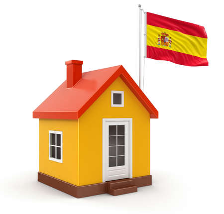 House and Spanish Flag  の写真素材