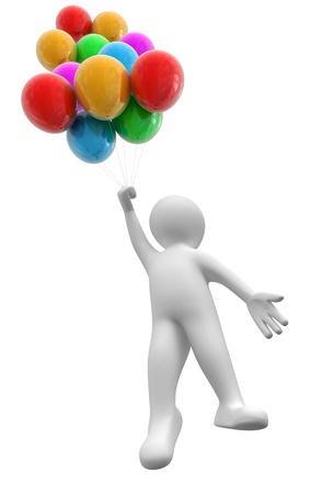 Man with coloured balloonsの写真素材