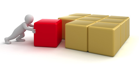 Man push red box  の写真素材