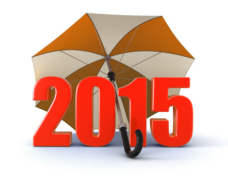 Year 2015 under umbrellaの写真素材