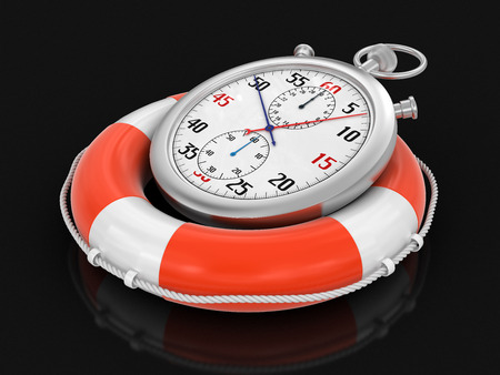 Stopwatch and lifebuoy の写真素材